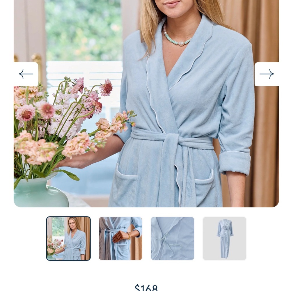 Weezie long lightweight scalloped robe robins egg blue